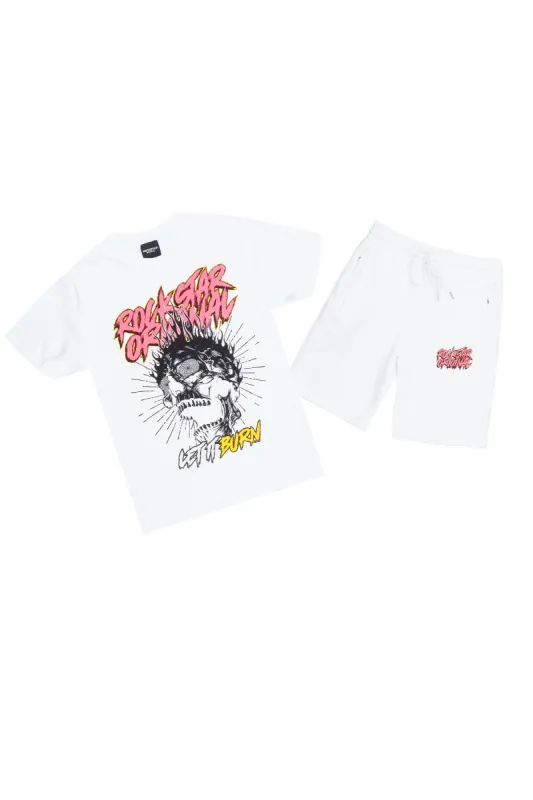 Zev White Graphic T-Shirt Short Set sold by Rockstar Original