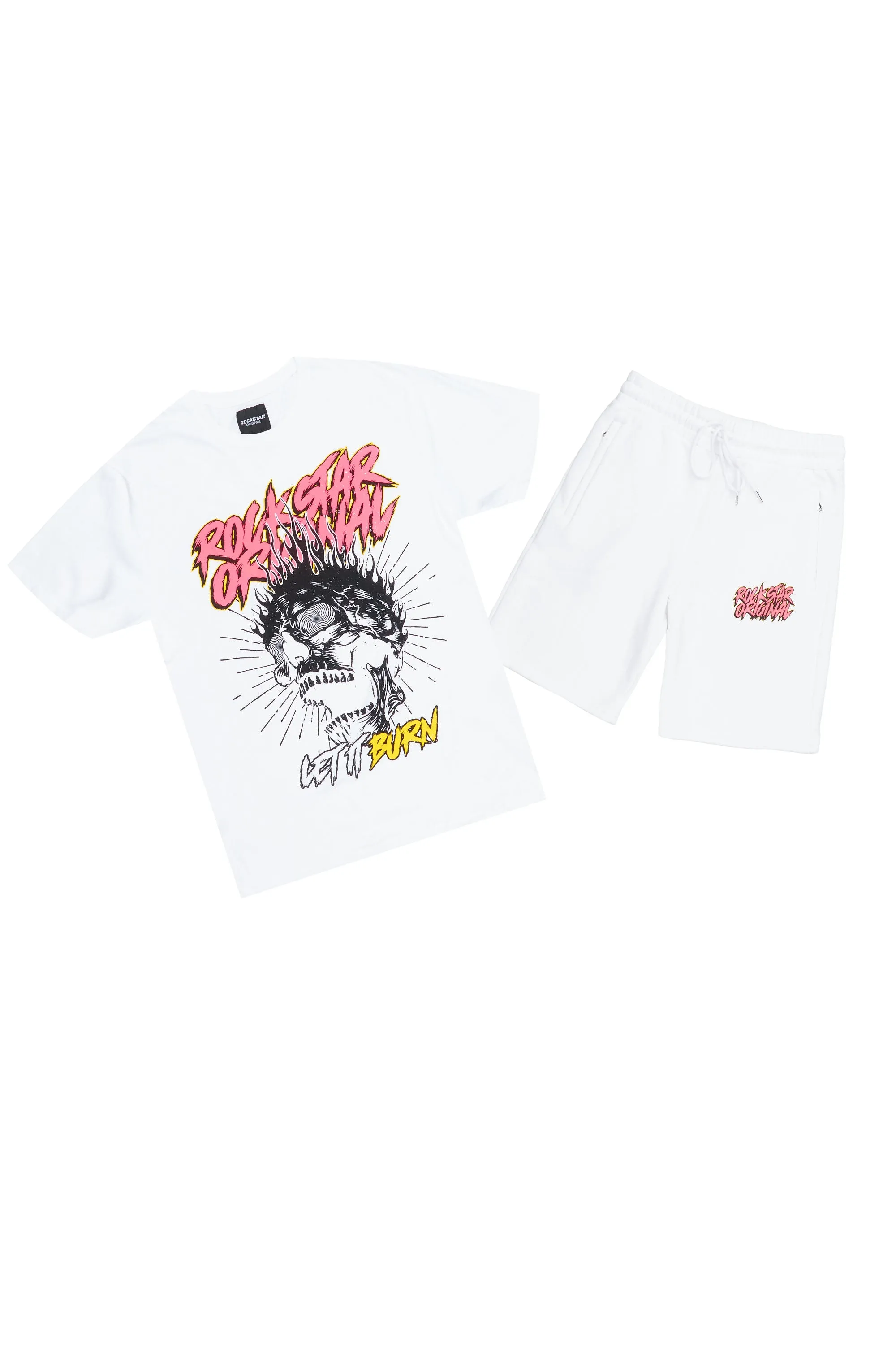 Zev White Graphic T-Shirt Short Set sold by Rockstar Original