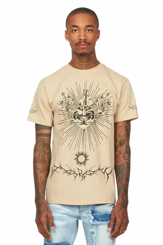 Leander Beige Graphic T-Shirt sold by Rockstar Original