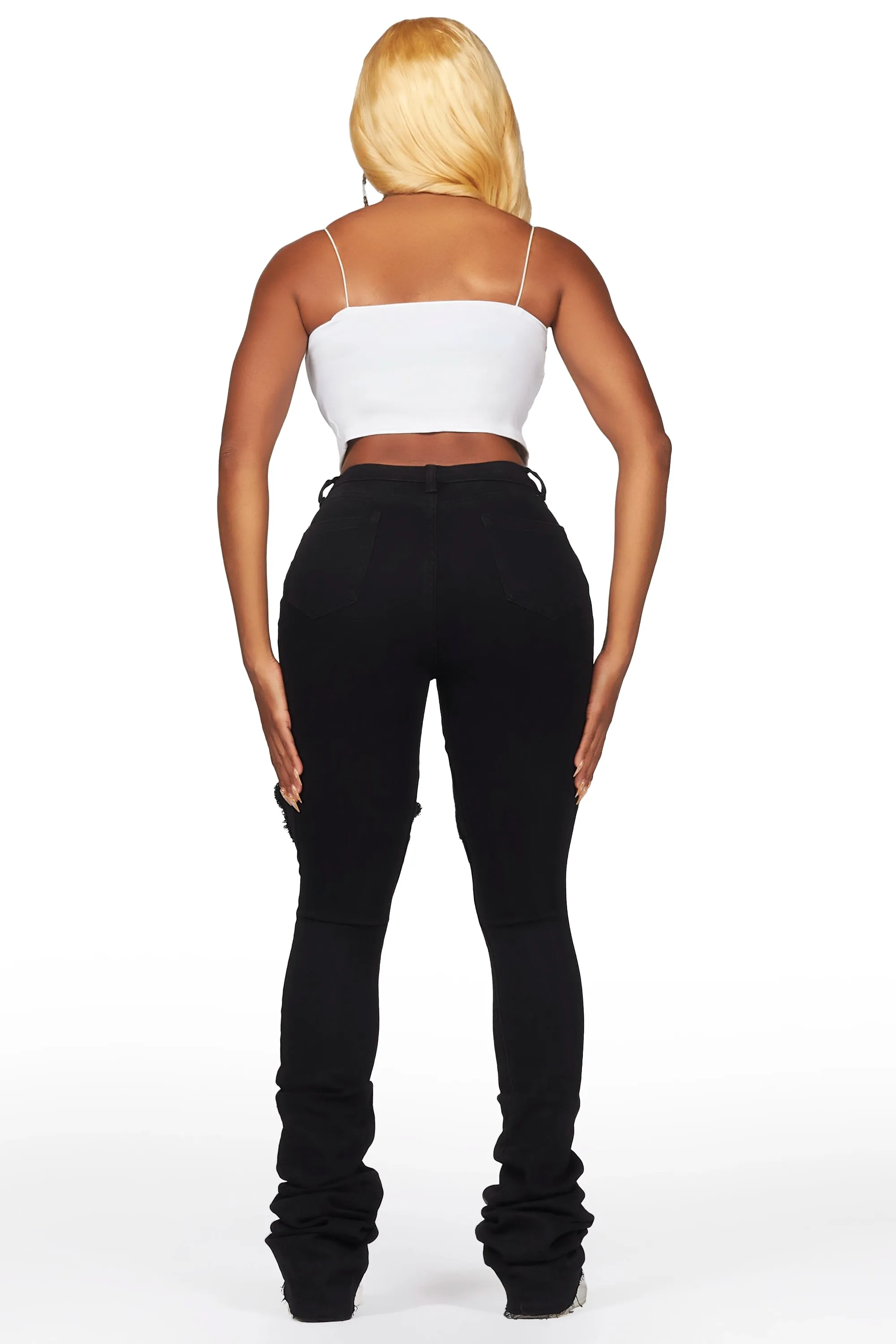 Yours Truly Black Distressed Super Stacked Jean sold by Rockstar Original product image thumbnail 5