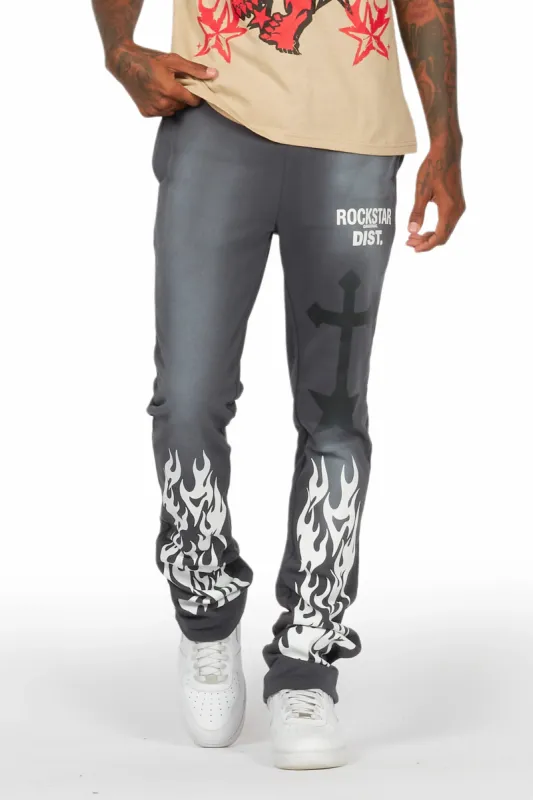 Damini Charcoal Patchwork Stacked Flare Pants sold by Rockstar Original