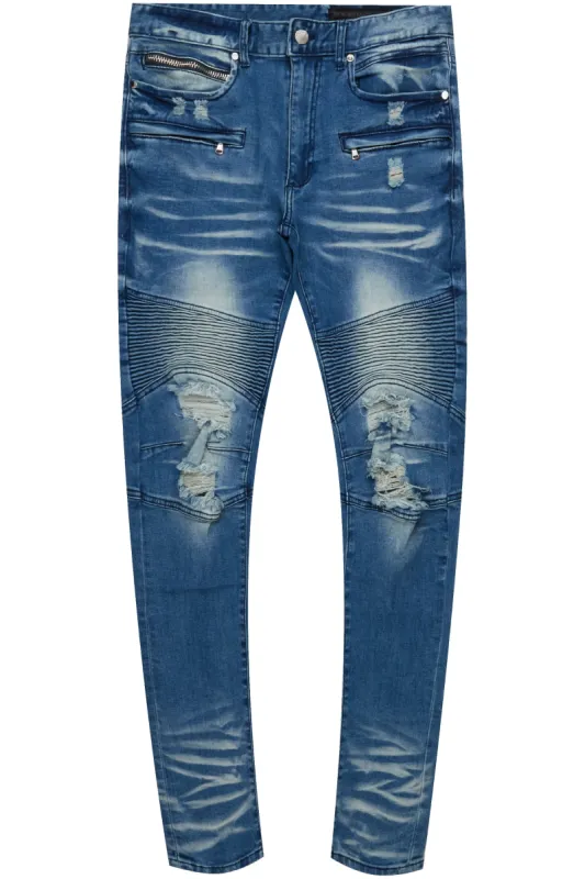 Lace Signature Biker Jean- Blue sold by Rockstar Original