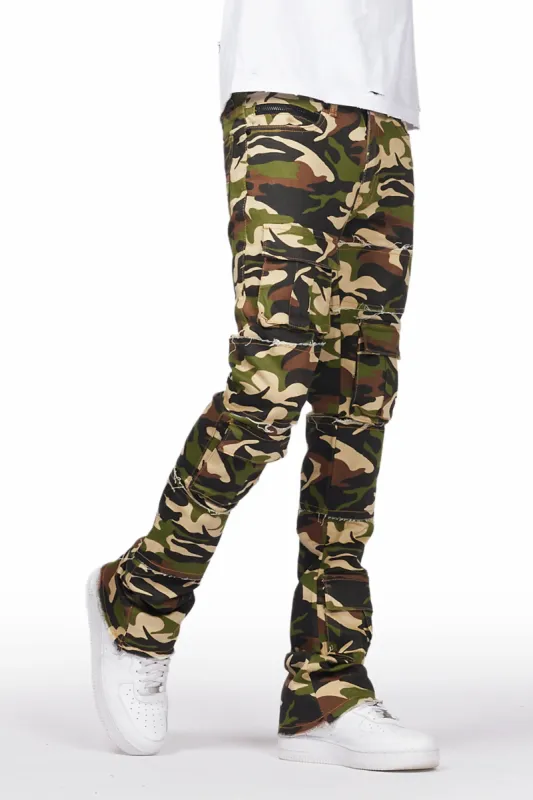 Duggar Green Camo Cargo Stacked Flare Jean sold by Rockstar Original