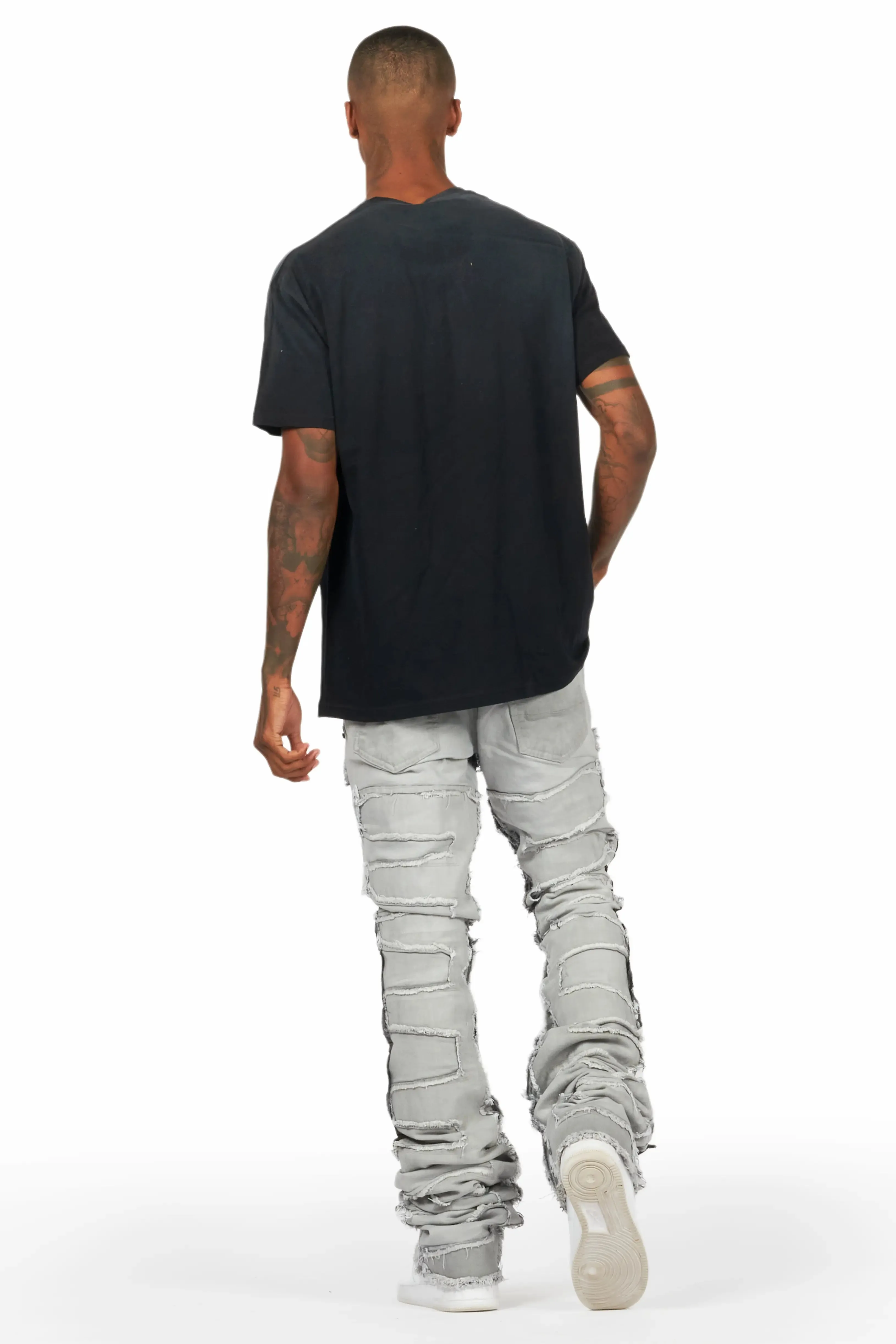 Vinson Dark Grey Patchwork Super Stacked Flare Jean sold by Rockstar Original product image thumbnail 5