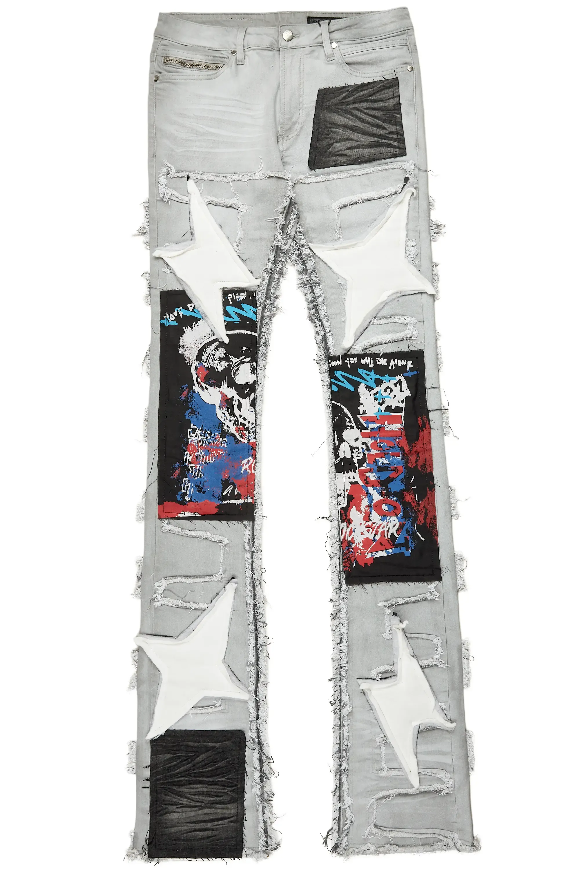 Vinson Dark Grey Patchwork Super Stacked Flare Jean sold by Rockstar Original product image thumbnail 2