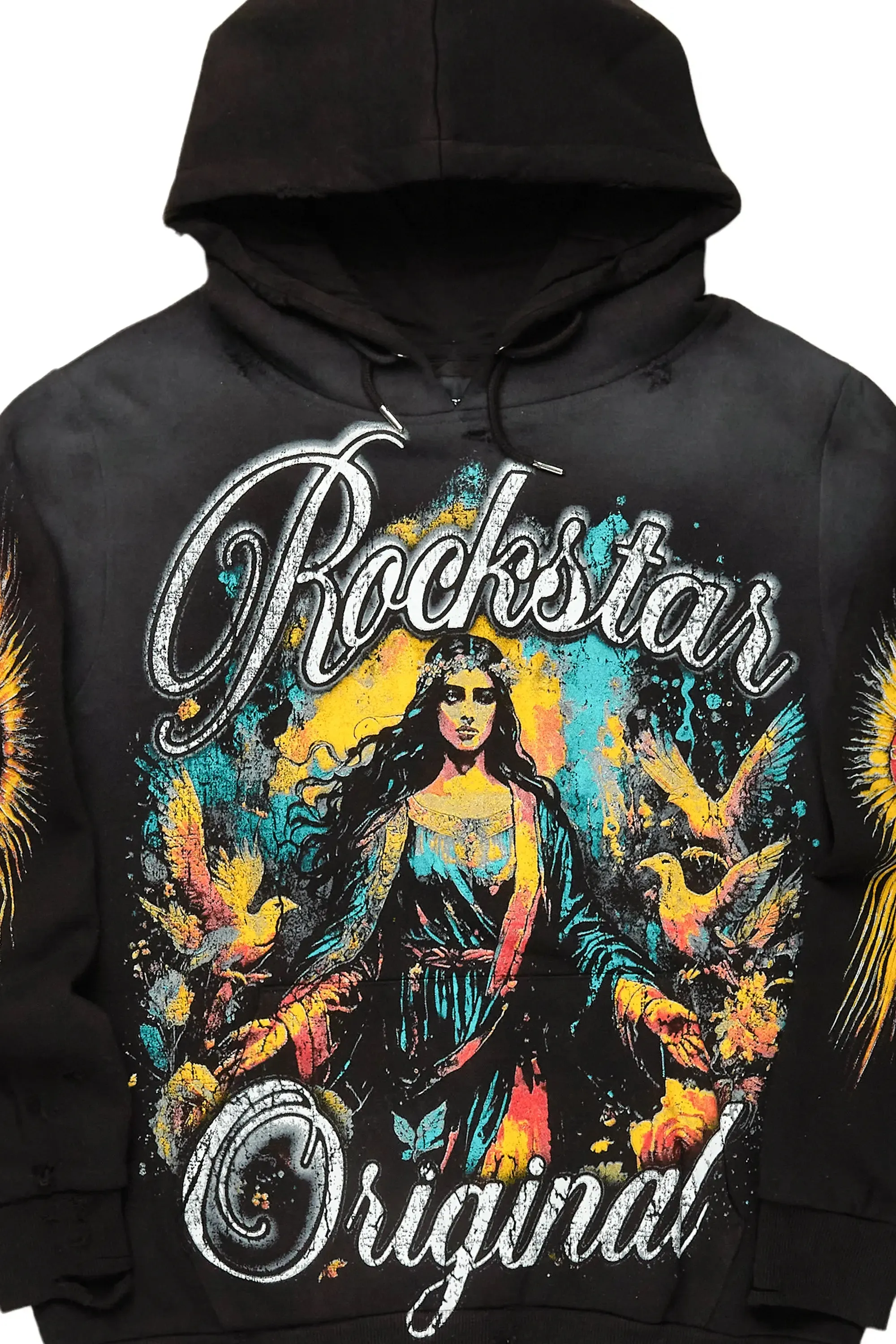 Santorini Black Distressed Graphic Hoodie sold by Rockstar Original product image thumbnail 5