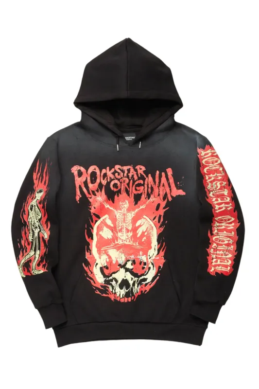 L 90s FOX Rockstar Energy Zip up Cotton Black Hoodie
