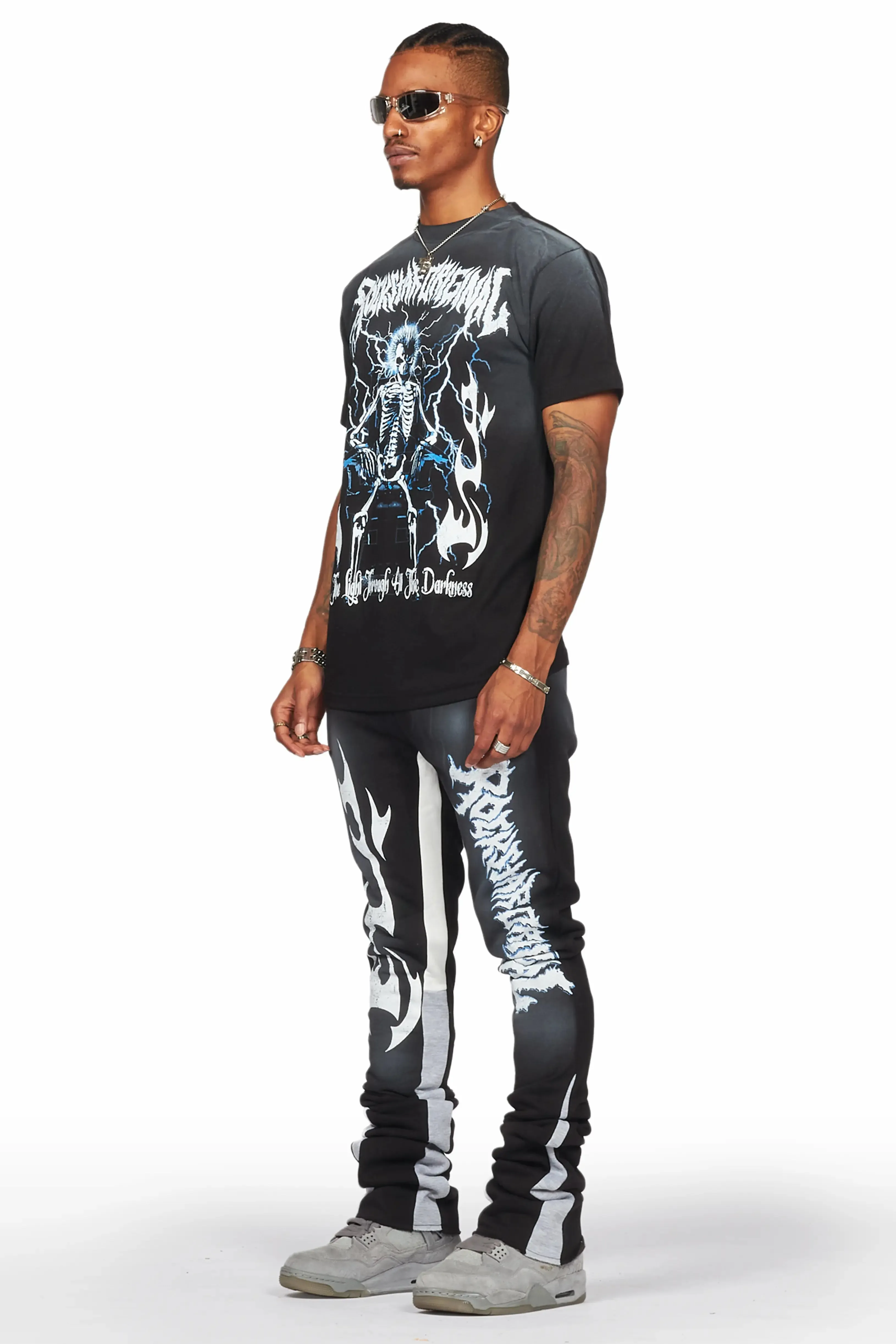 Deathrow Black T-Shirt/Super Stacked Flare Pant Set sold by Rockstar Original product image thumbnail 4