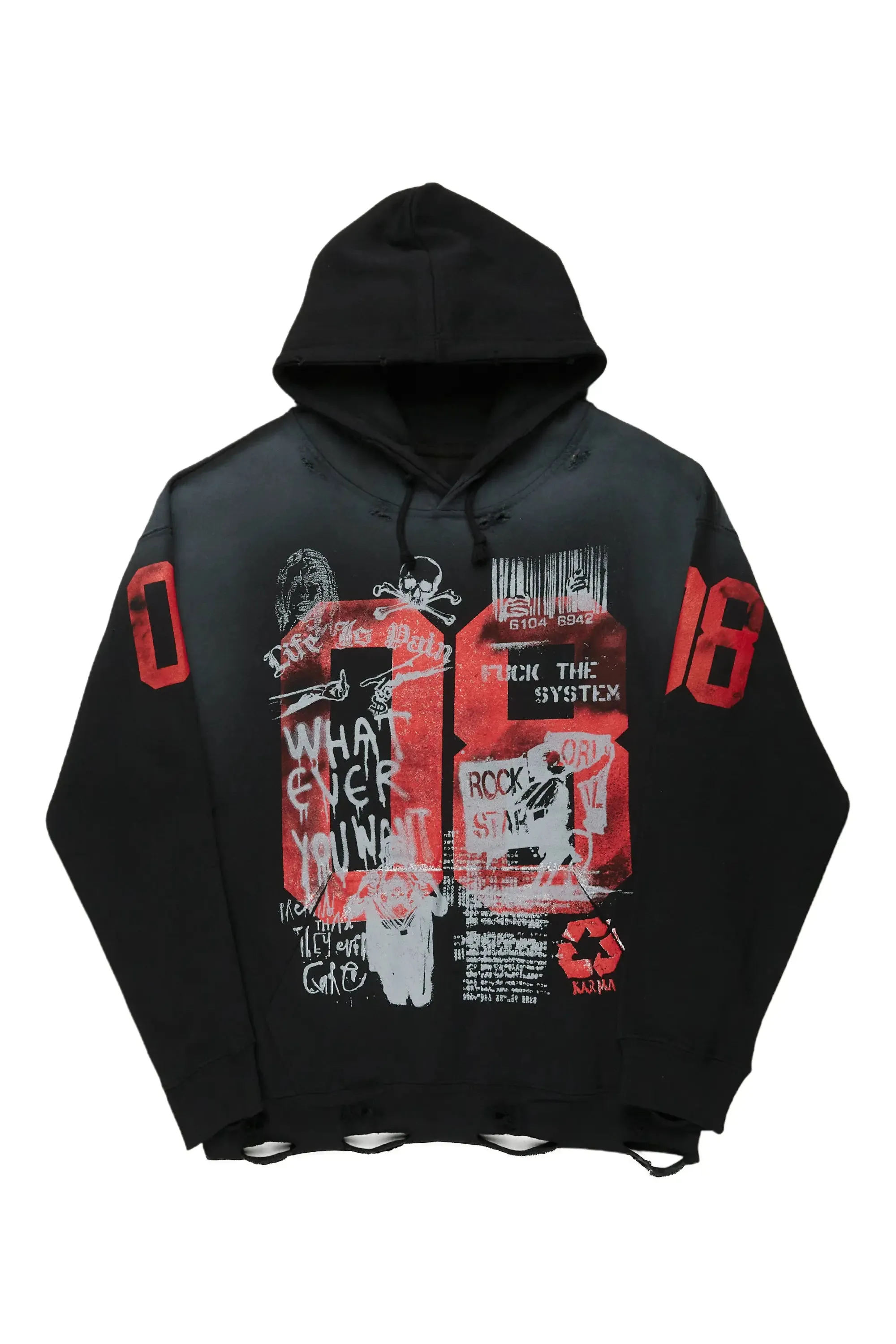 Grill Black Distressed Graphic Hoodie sold by Rockstar Original