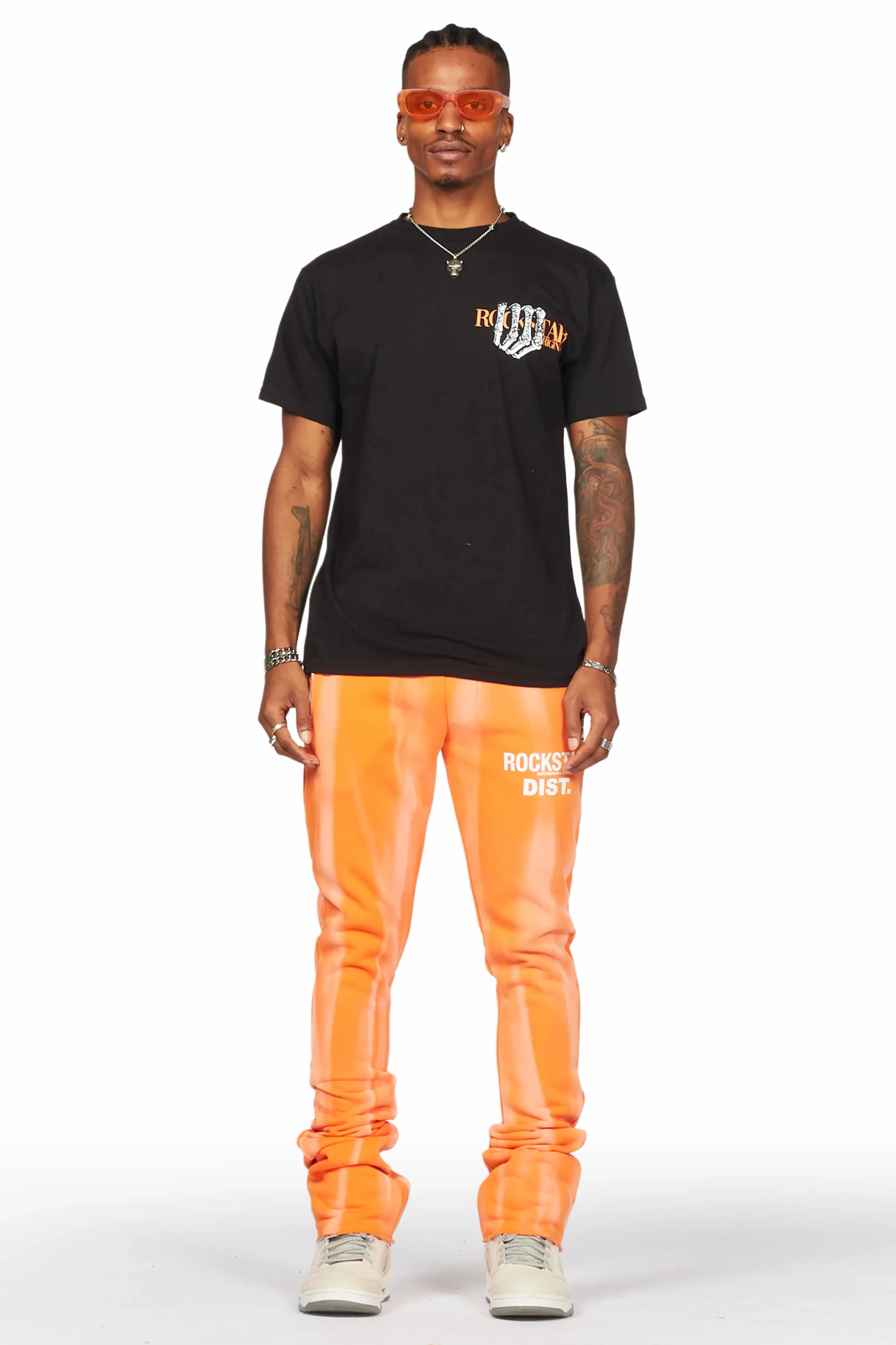 Firoz Orange Graphic Stacked Flare Pant sold by Rockstar Original product image thumbnail 3
