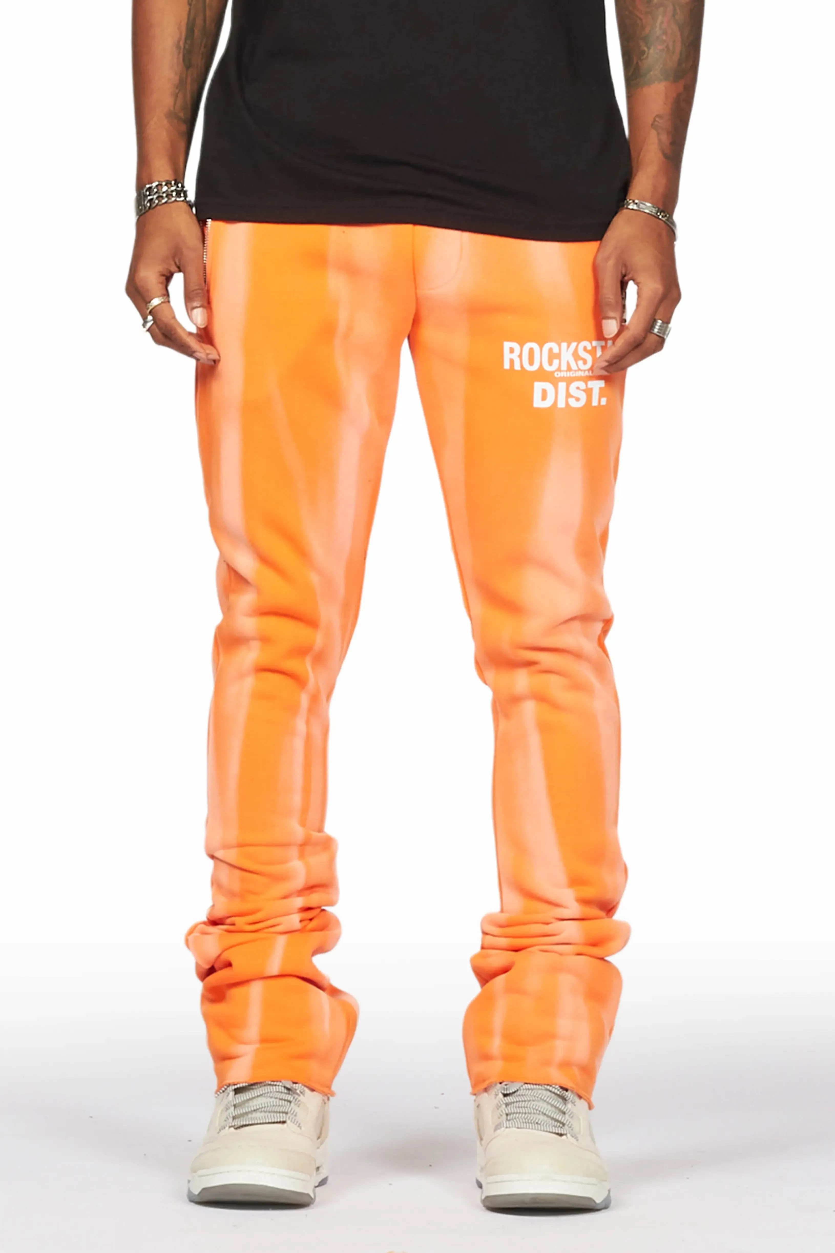 Firoz Orange Graphic Stacked Flare Pant sold by Rockstar Original