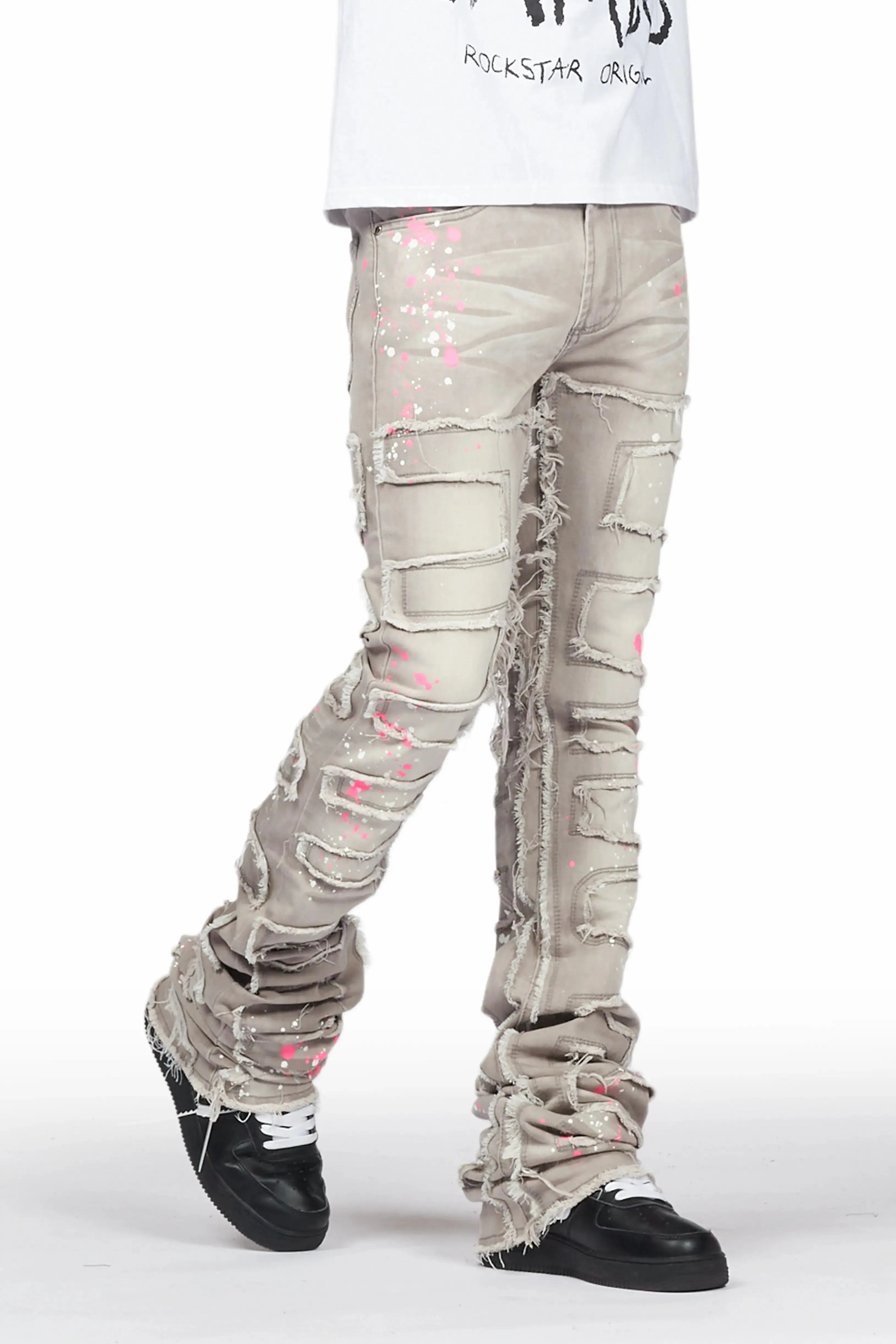 Macon Grey Painter Super Stacked Flare Jean sold by Rockstar Original