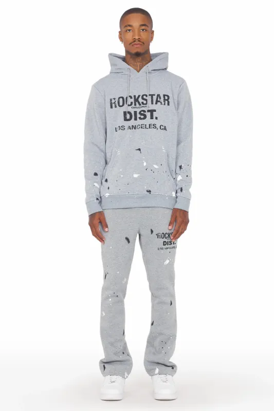 Scottie Grey/Black Paint Splatter Hoodie/Stacked Flare Pant Set sold by Rockstar Original