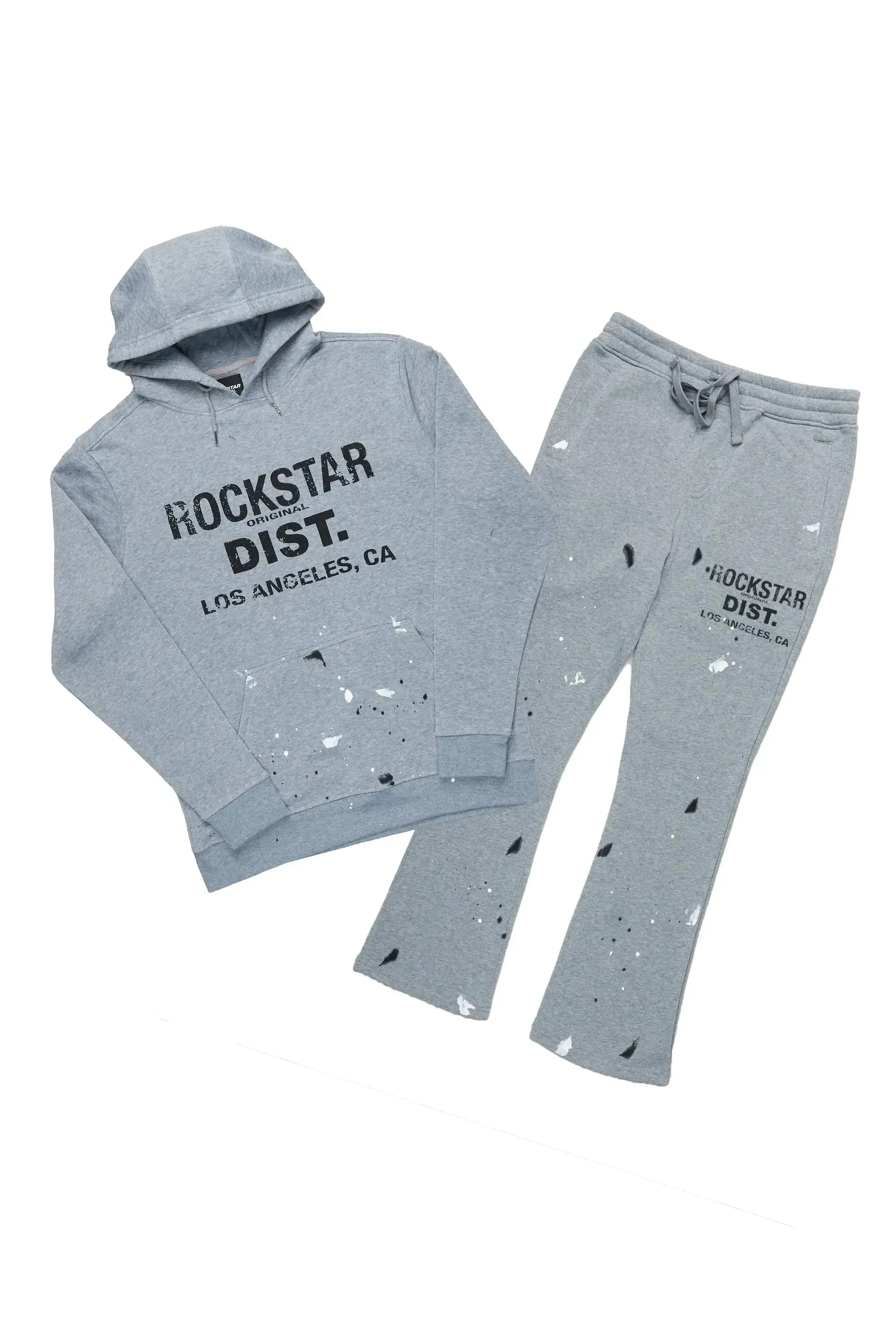Scottie Grey/Black Paint Splatter Hoodie/Stacked Flare Pant Set sold by Rockstar Original product image thumbnail 2
