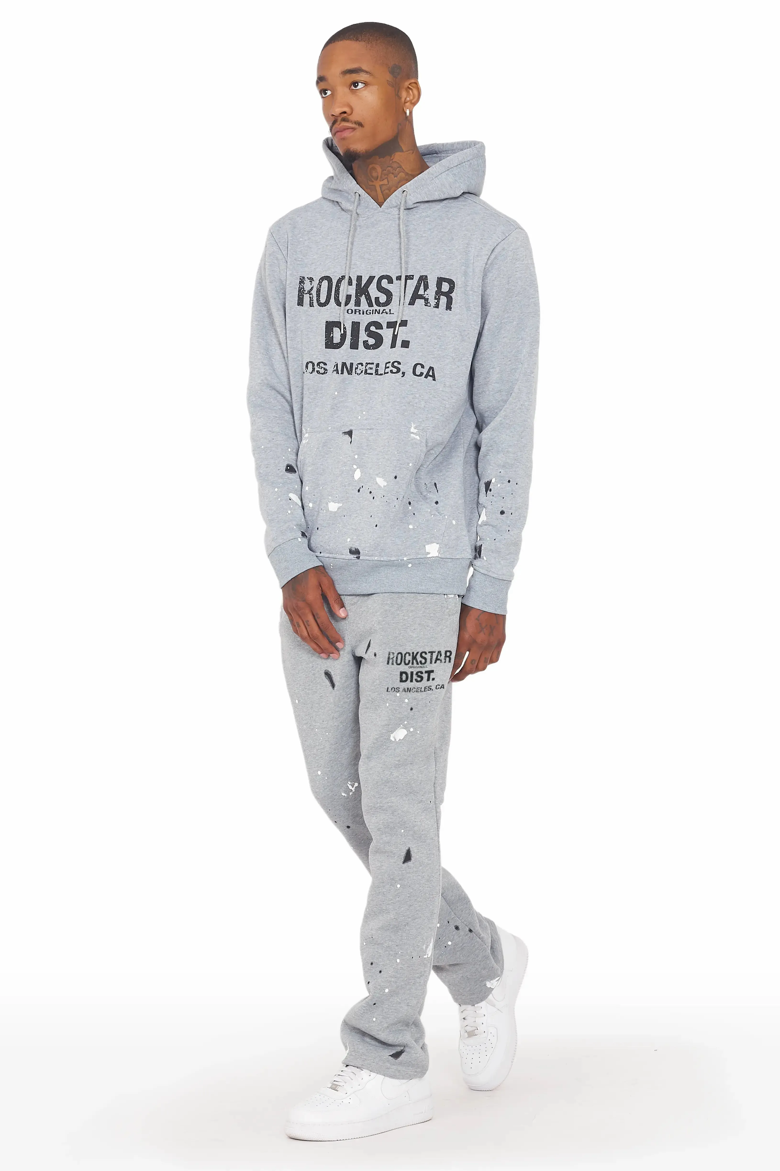 Scottie Grey/Black Paint Splatter Hoodie/Stacked Flare Pant Set sold by Rockstar Original product image thumbnail 3