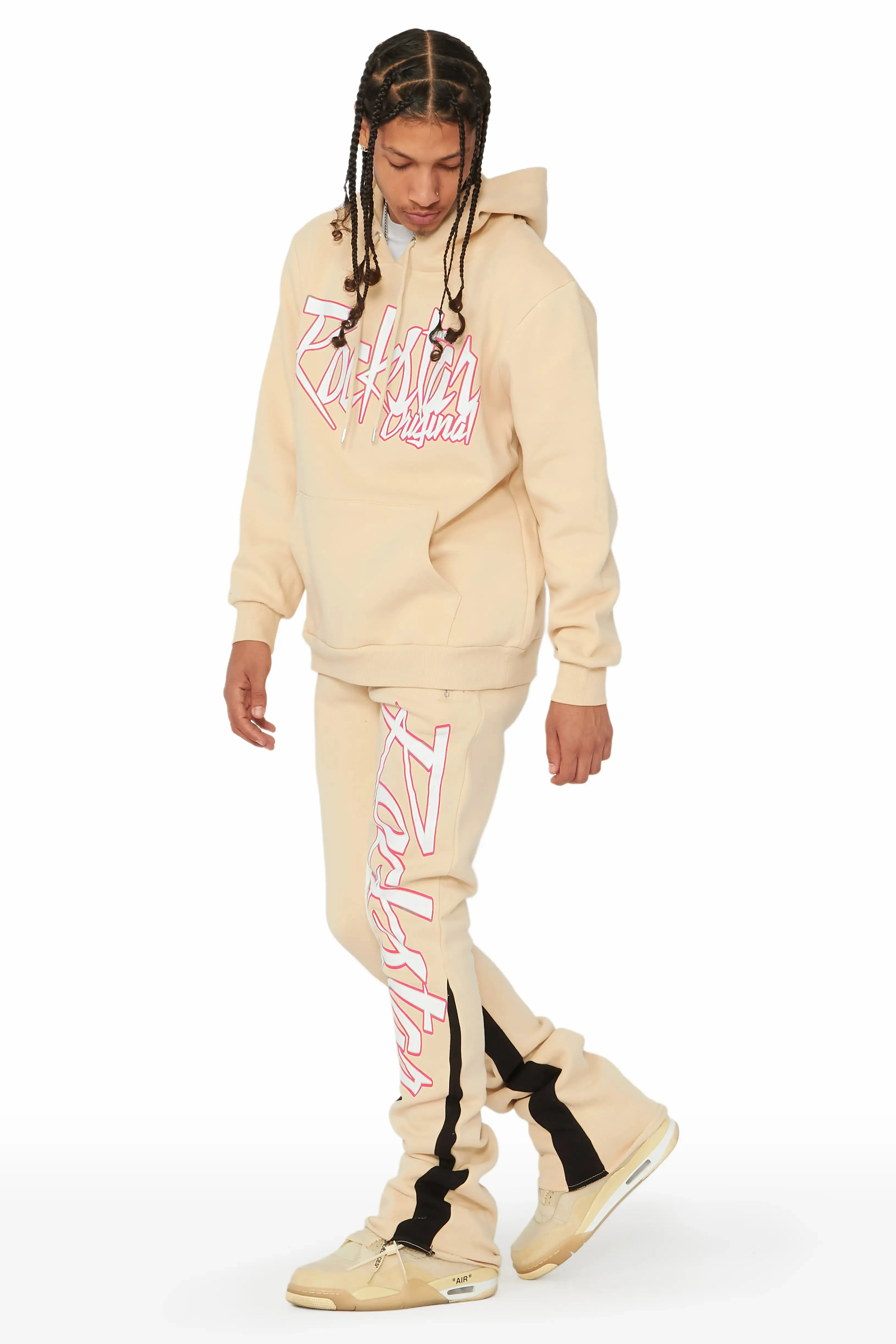 Kalibre Tan/Pink Hoodie/Stacked Flare Track Set sold by Rockstar Original product image thumbnail 4
