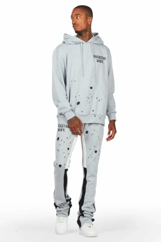 Raffer Grey/White Hoodie/Super Stacked Flare Pant Set sold by Rockstar Original