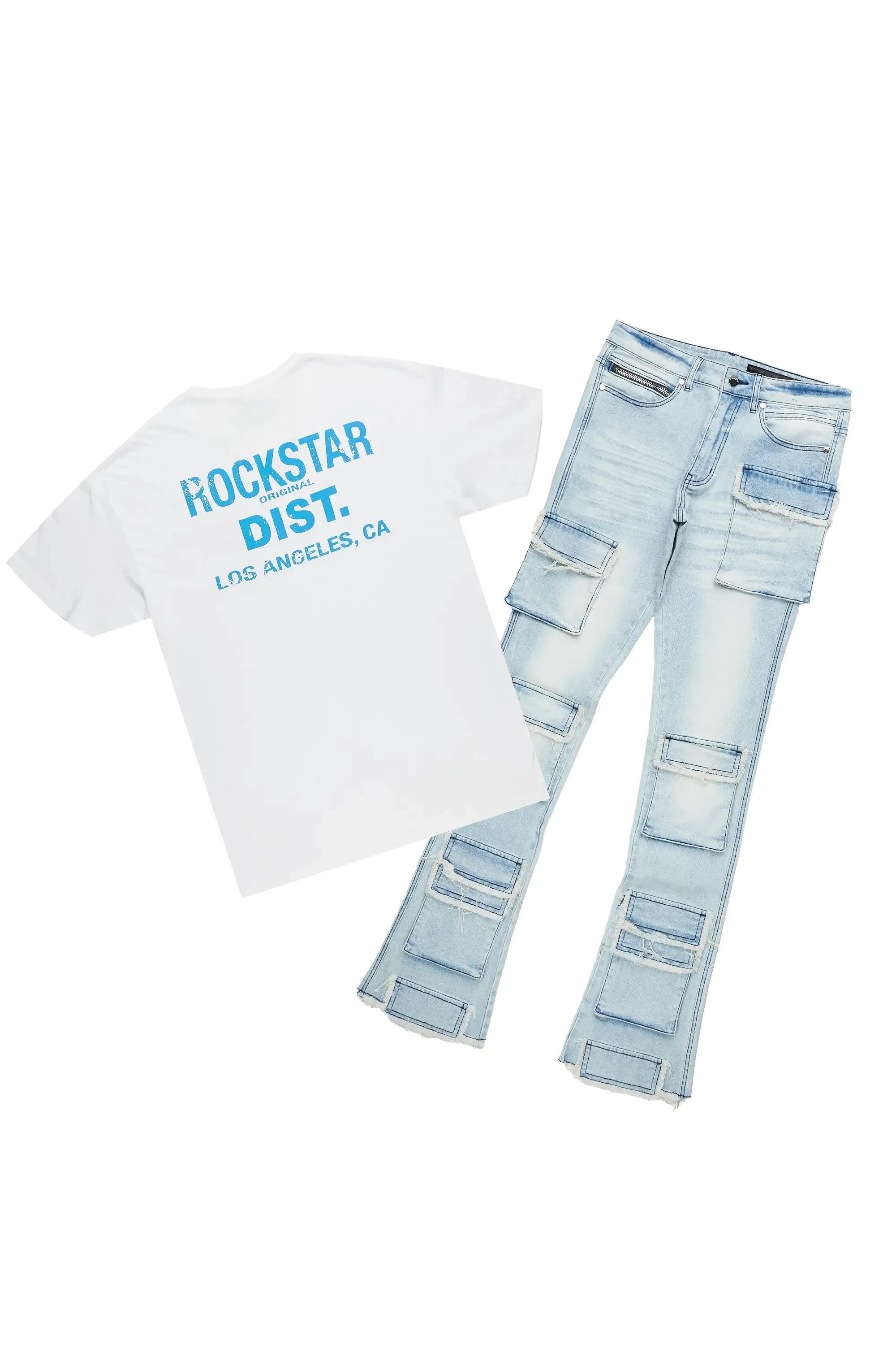 Lake White/Blue T-Shirt/Stacked Flare Jean sold by Rockstar Original