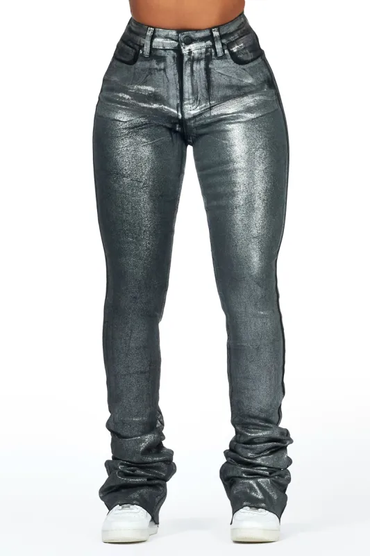Vittoria Black/Silver Foil Super Stacked Jean sold by Rockstar Original