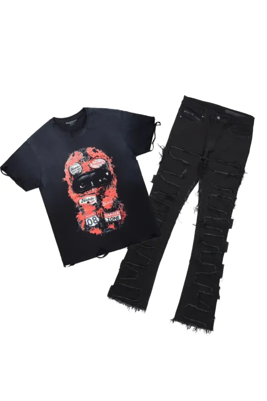Lamar Oversized T-Shirt Black & Shake Stacked Flare Jean Bundle sold by Rockstar Original