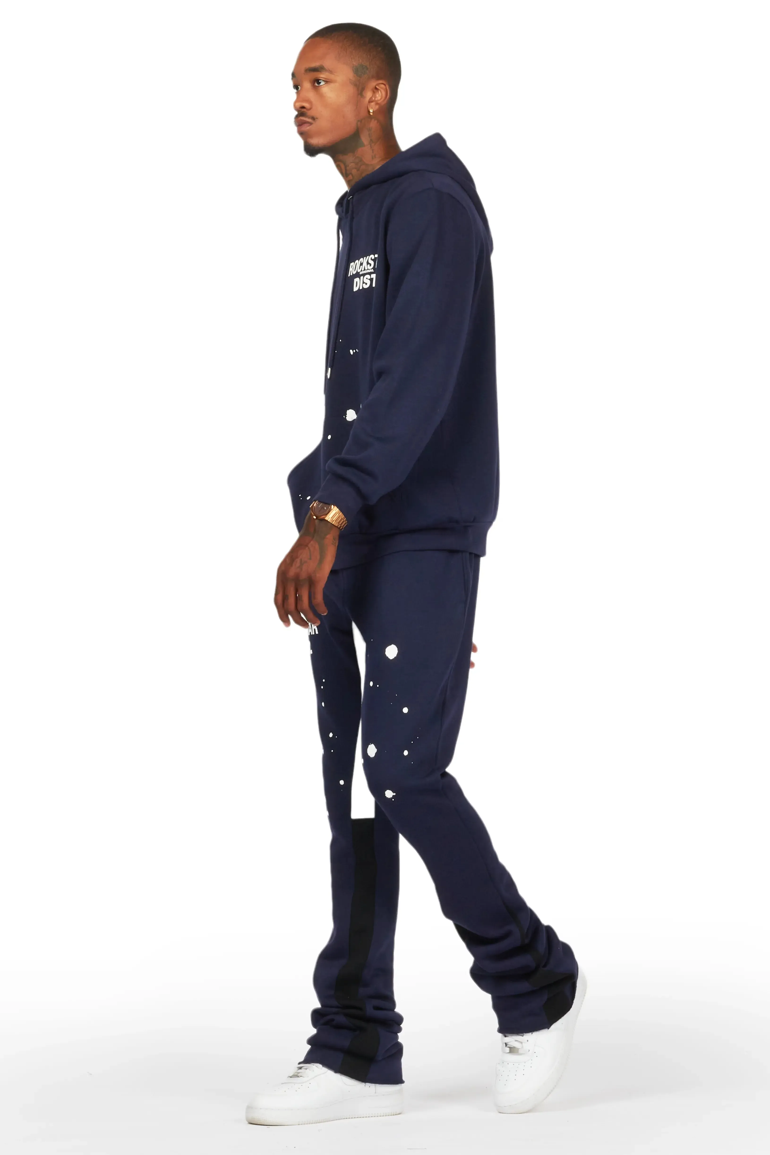 Raffer Navy Hoodie/Super Stacked Flare Pant Set sold by Rockstar Original product image thumbnail 4