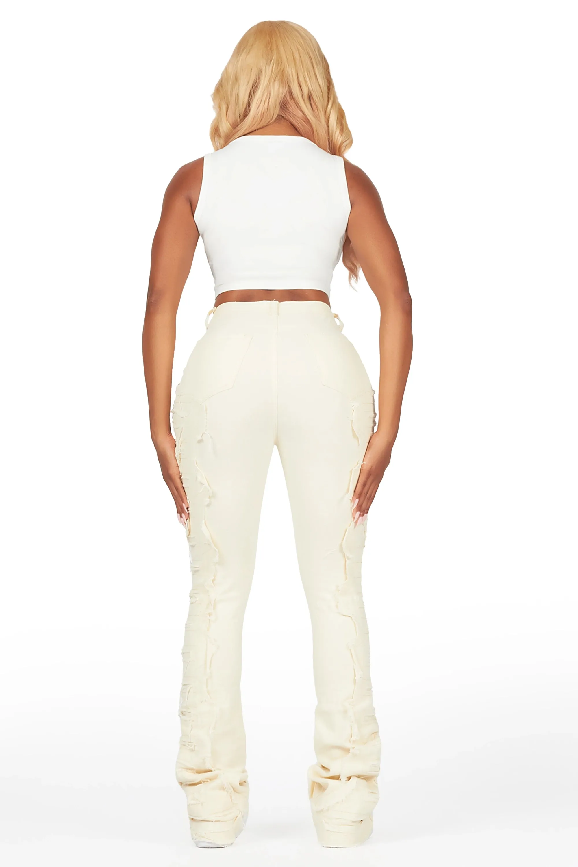 Aerial Beige Stacked Flare Jean sold by Rockstar Original product image thumbnail 5