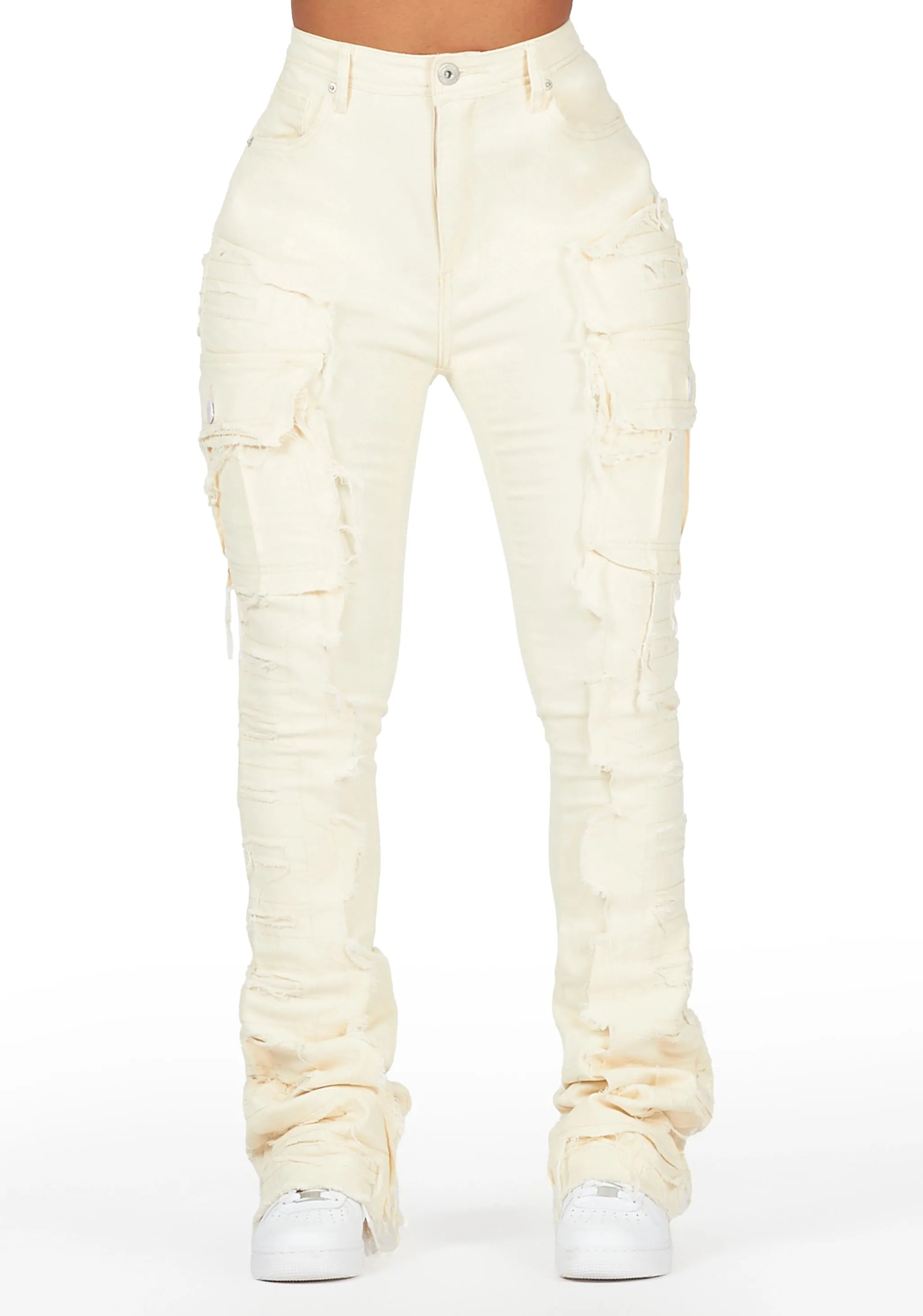 Aerial Beige Stacked Flare Jean sold by Rockstar Original product image thumbnail 4