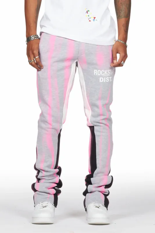 Firoz Heather Grey Graphic Stacked Flare Pant sold by Rockstar Original