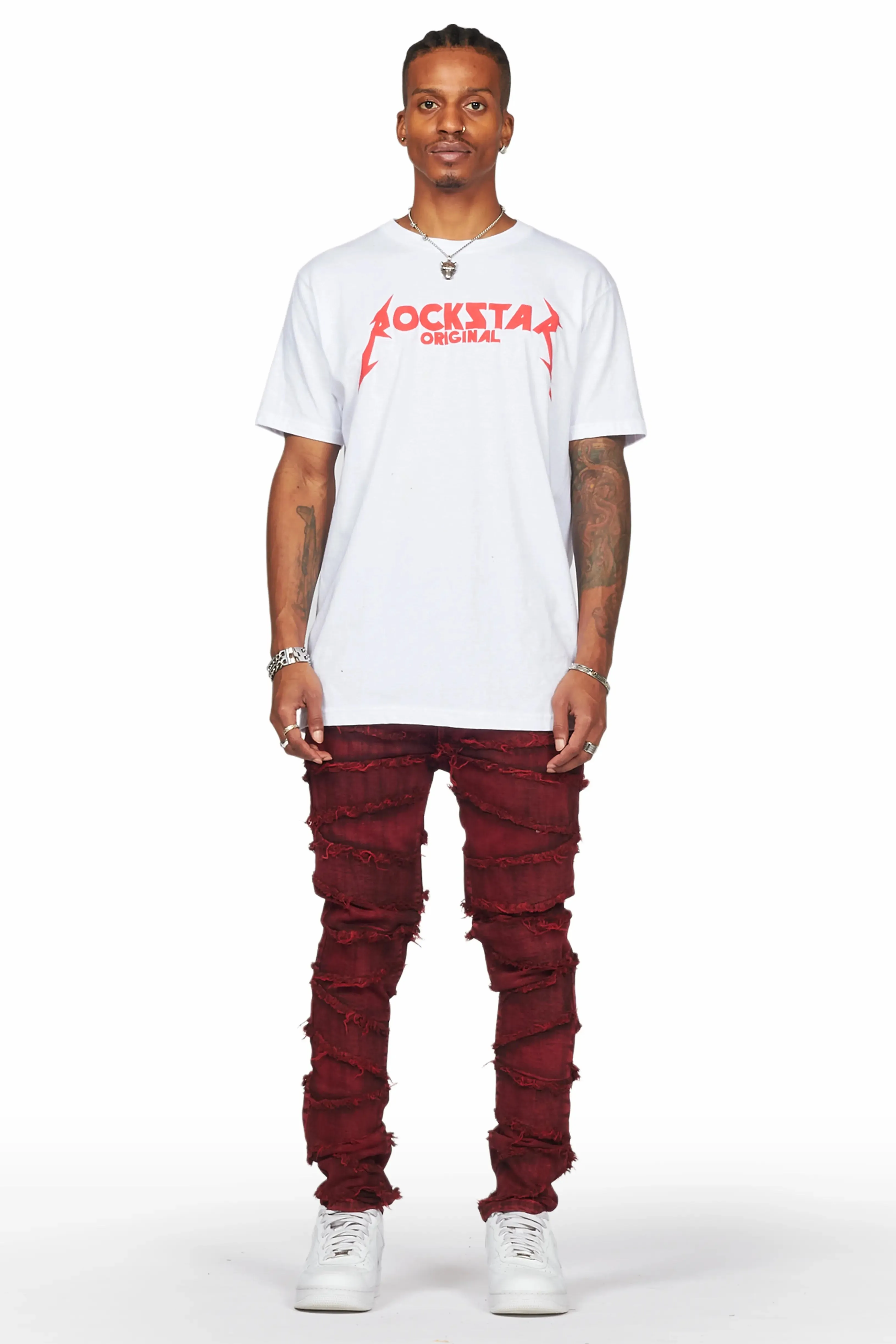 Ebrill Red Patchwork Skinny Fit Jean sold by Rockstar Original product image thumbnail 3