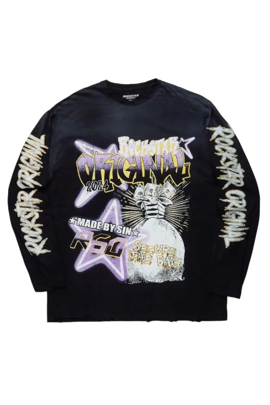 Amelie Black Long Sleeve Graphic T-Shirt sold by Rockstar Original