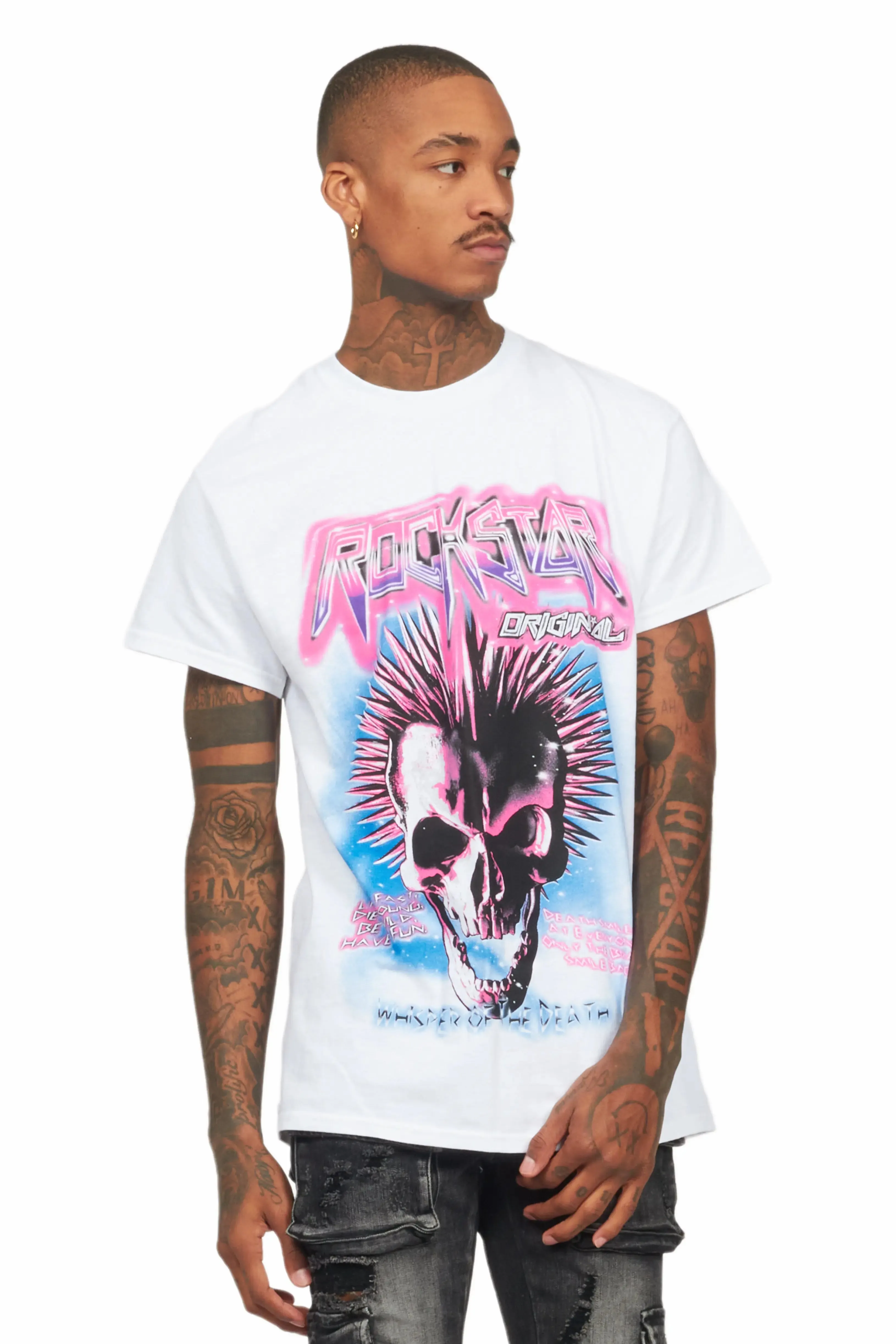 Obern White/Blue Graphic T-Shirt sold by Rockstar Original