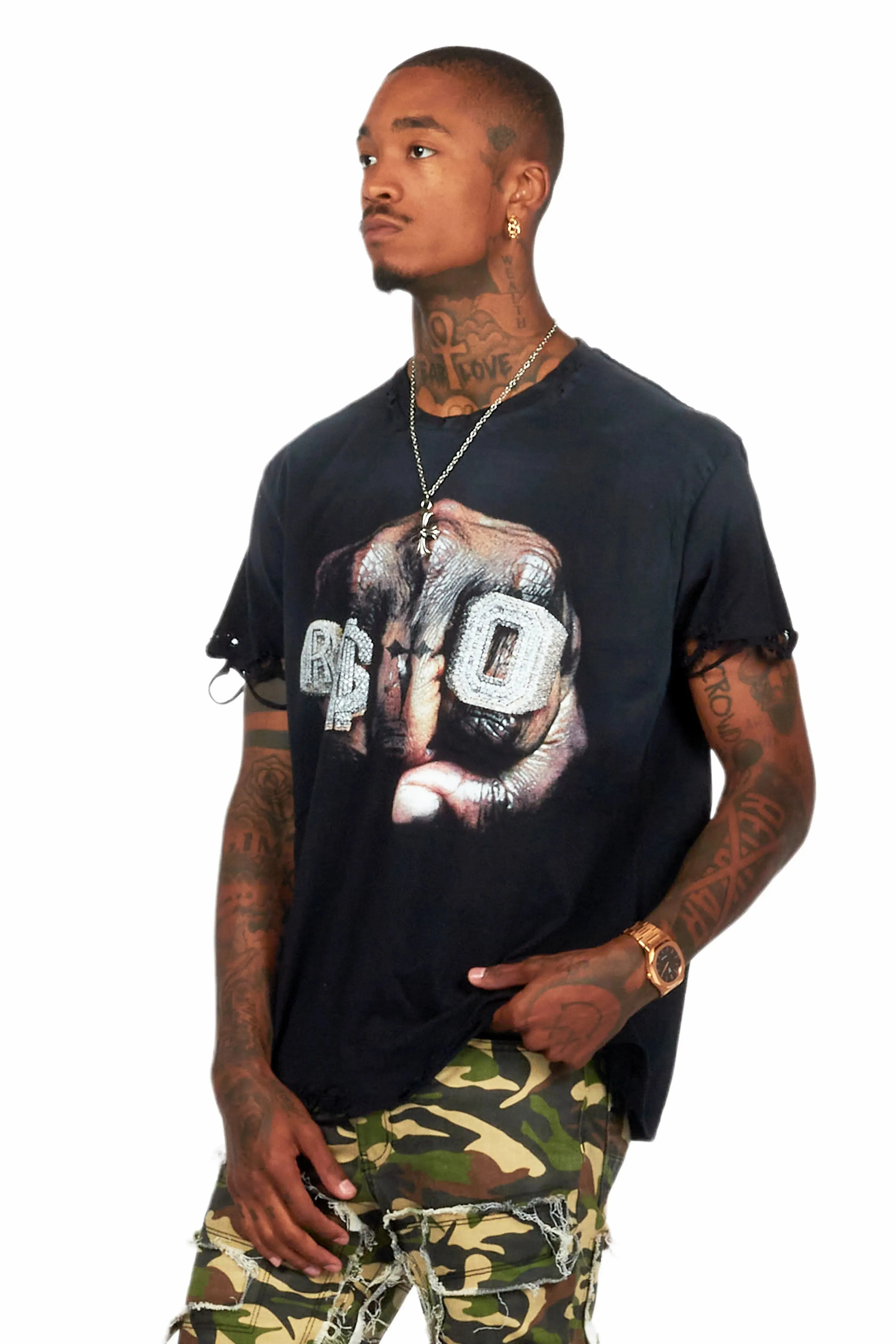 Janus Black Oversized Graphic T-Shirt sold by Rockstar Original product image thumbnail 5