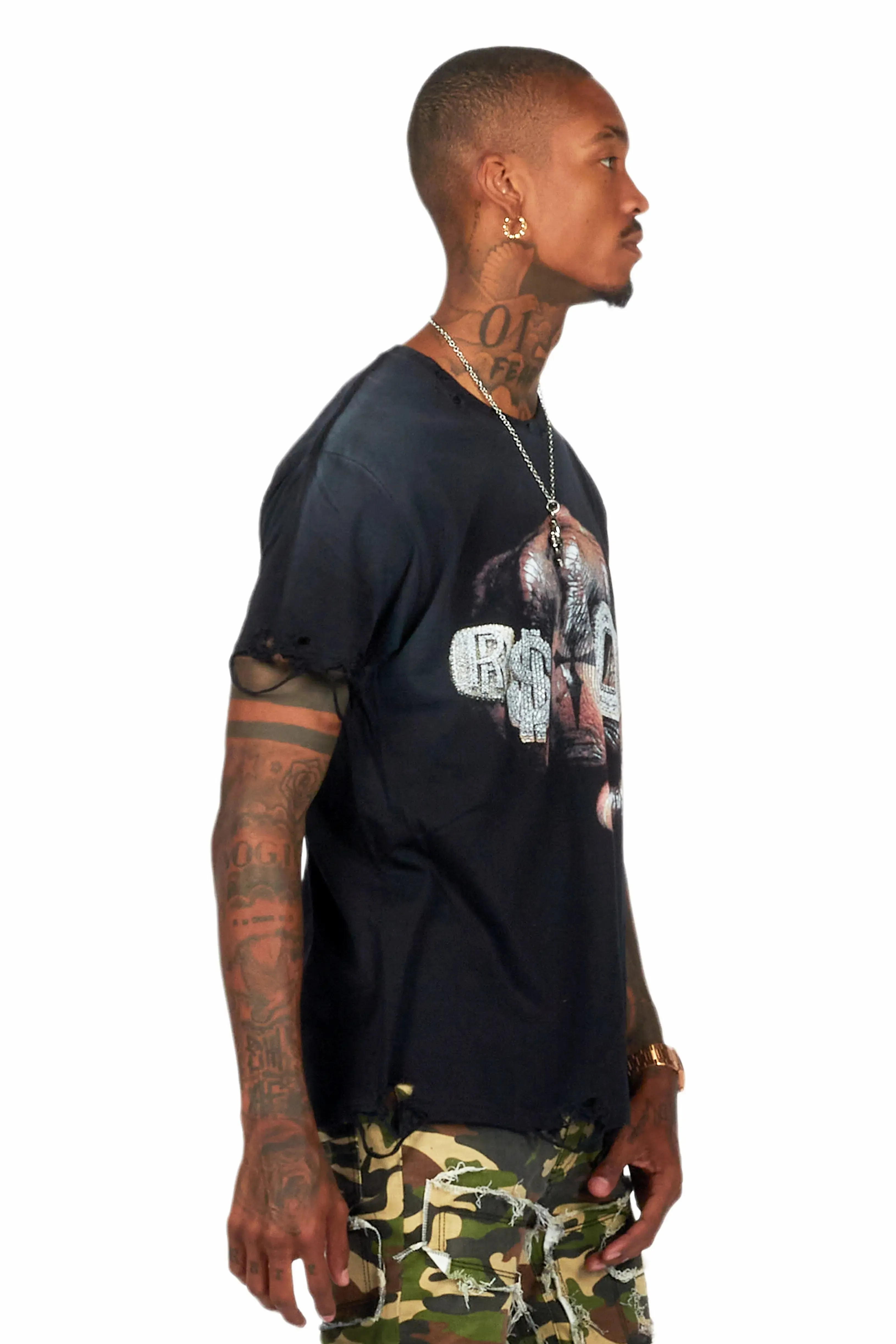 Janus Black Oversized Graphic T-Shirt sold by Rockstar Original product image thumbnail 3