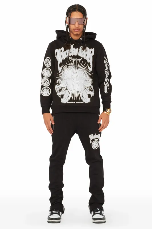 Yarden Black Graphic Hoodie Slim Fit Track Set sold by Rockstar Original