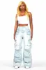 Nakia Tinted Light Wash Cargo Wide Leg Jean sold by Rockstar Original