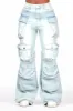 Nakia Tinted Light Wash Cargo Wide Leg Jean sold by Rockstar Original
