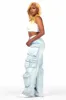 Nakia Tinted Light Wash Cargo Wide Leg Jean sold by Rockstar Original