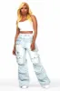 Nakia Tinted Light Wash Cargo Wide Leg Jean sold by Rockstar Original