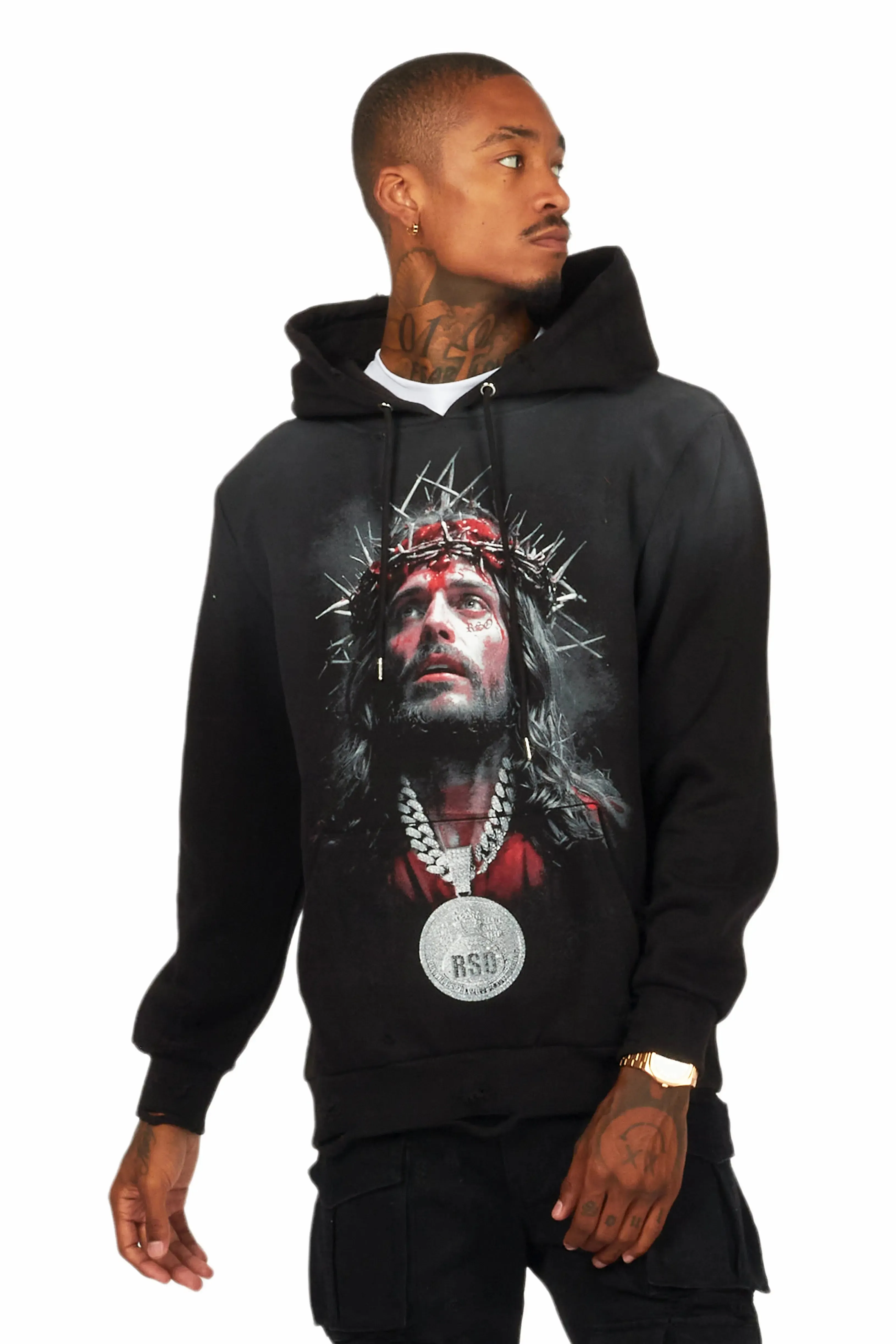 Amina Black Distressed Graphic Hoodie sold by Rockstar Original product image thumbnail 2