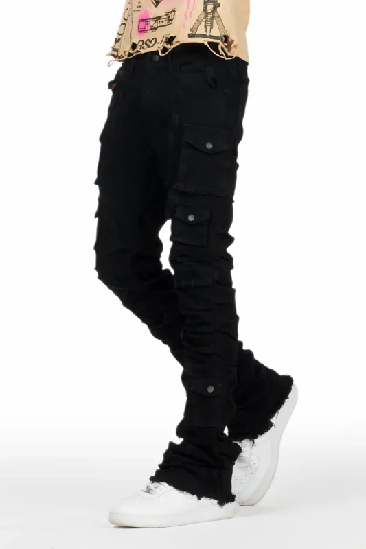 Edel Black Stacked Flare Jean sold by Rockstar Original