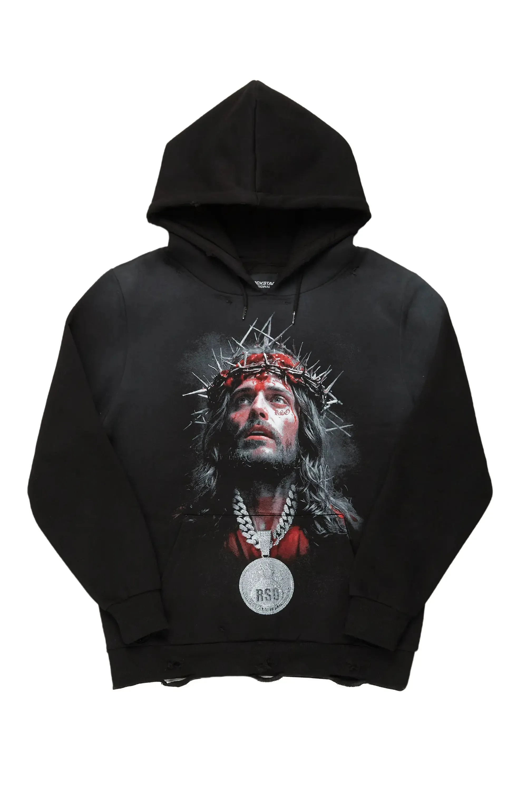 Amina Black Distressed Graphic Hoodie sold by Rockstar Original