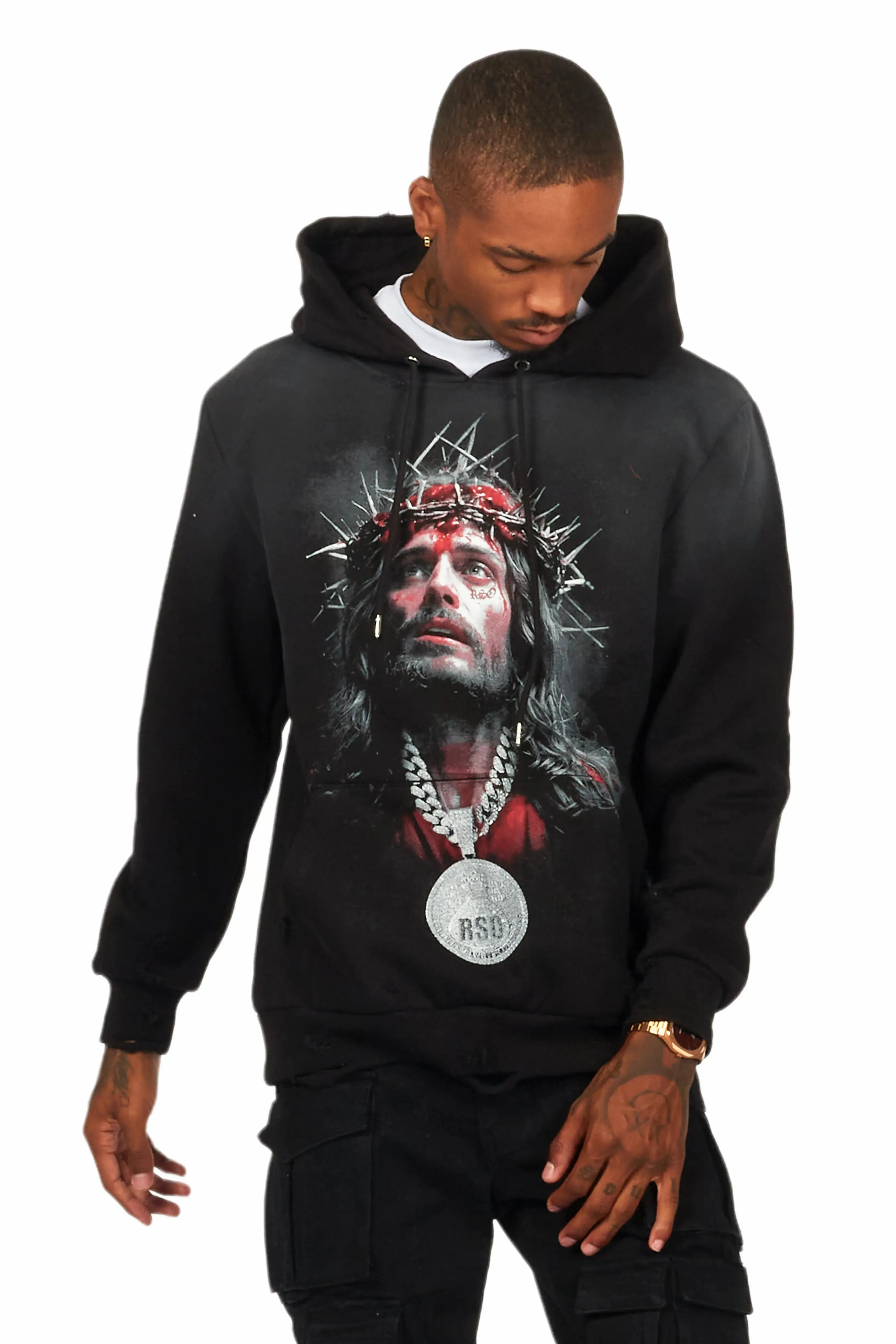 Amina Black Distressed Graphic Hoodie sold by Rockstar Original product image thumbnail 4