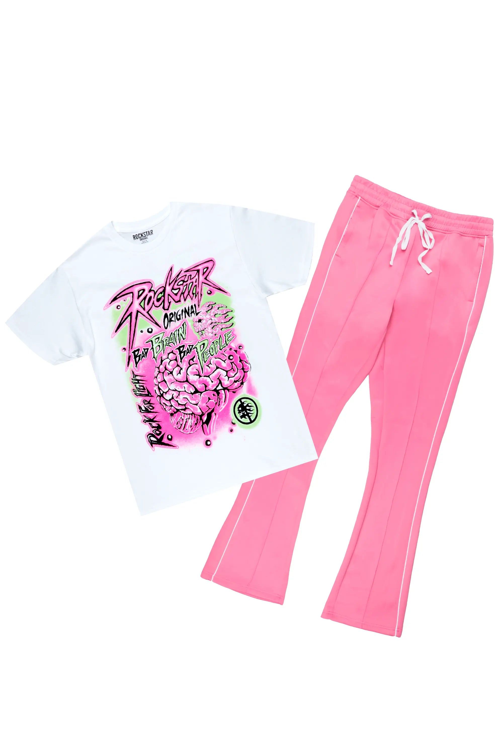 Braindead Pink/White T-Shirt/Stacked Track Set sold by Rockstar Original product image thumbnail 2