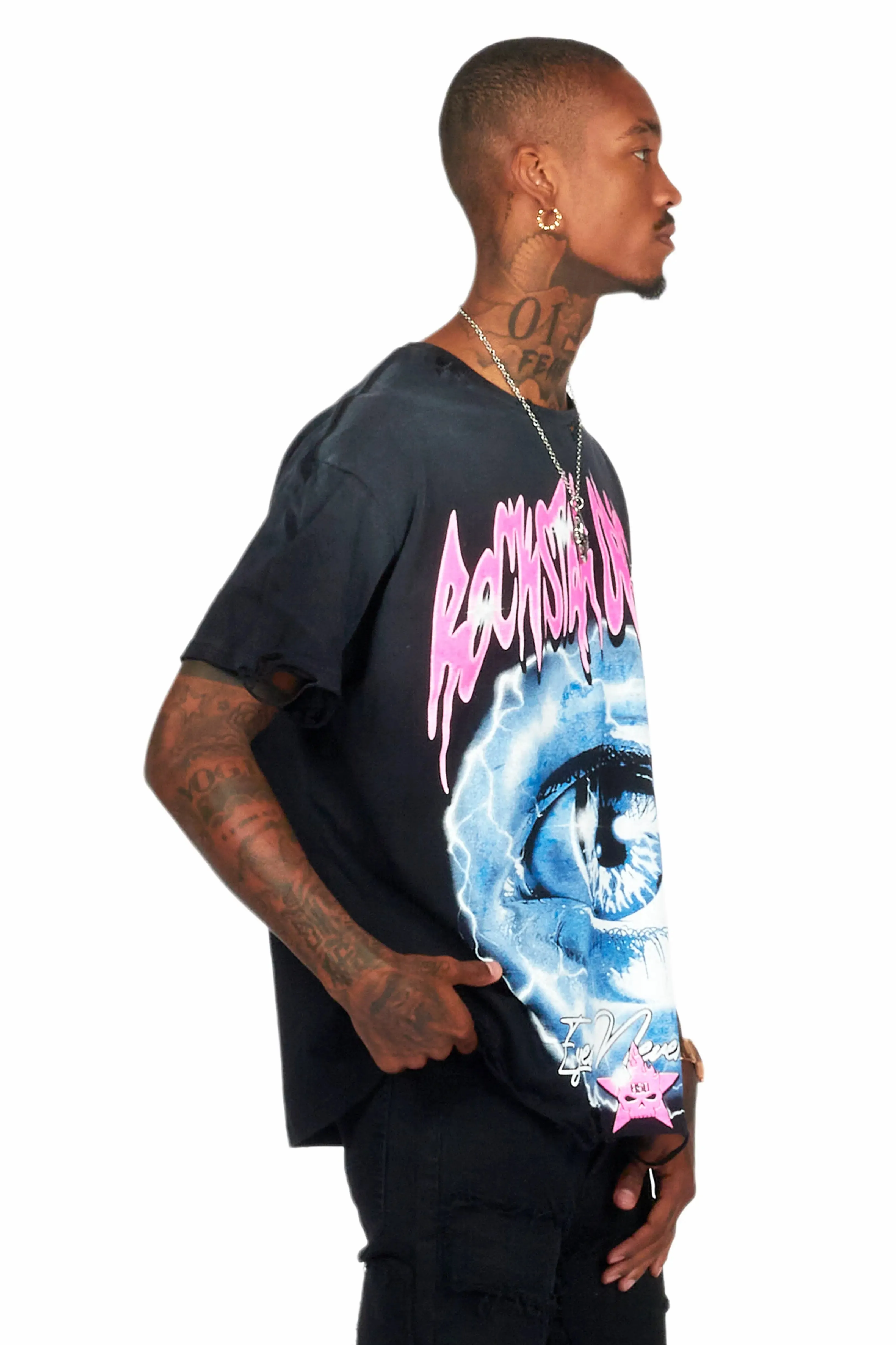 Pello Black Oversized Graphic T-Shirt sold by Rockstar Original product image thumbnail 3