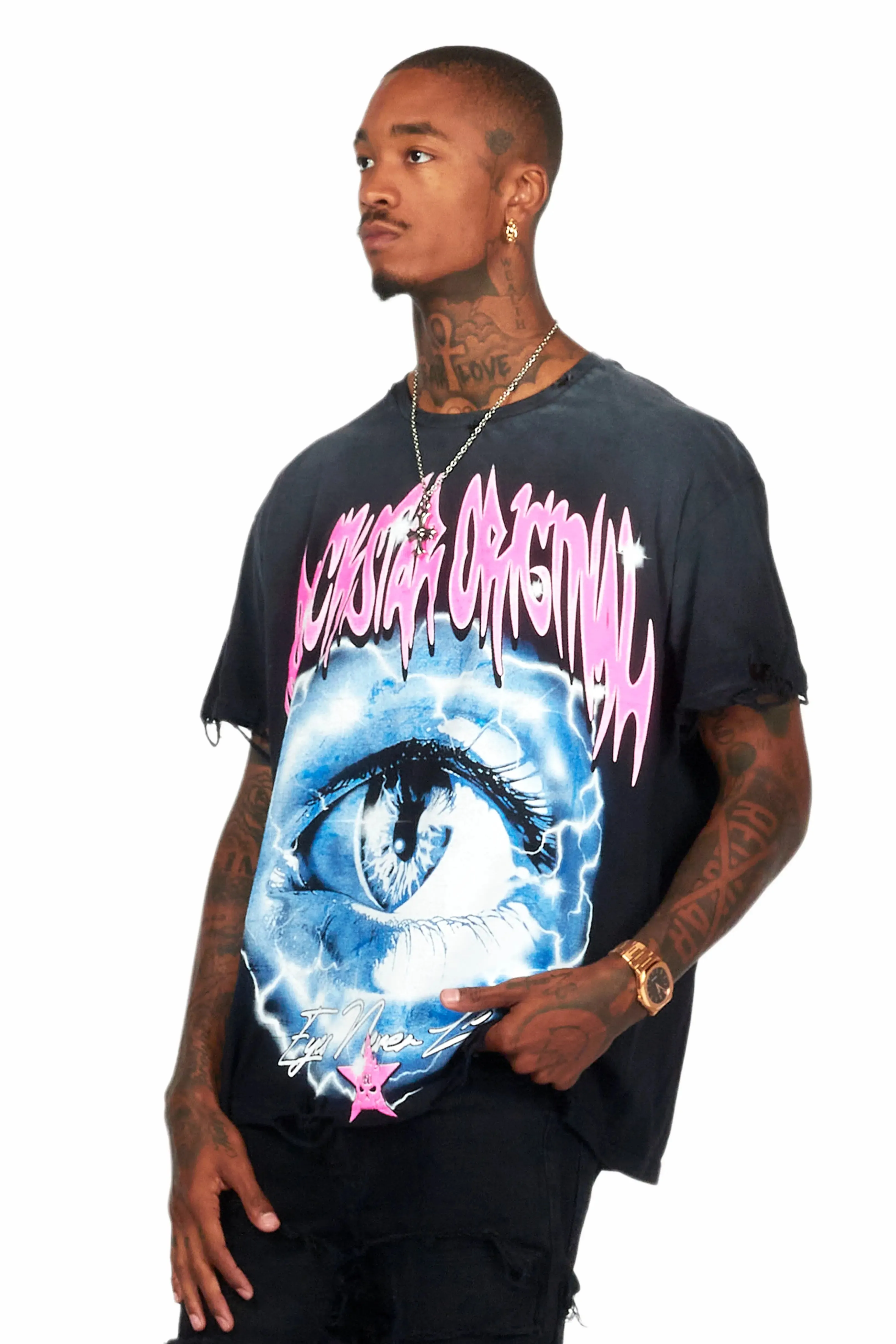 Pello Black Oversized Graphic T-Shirt sold by Rockstar Original product image thumbnail 5