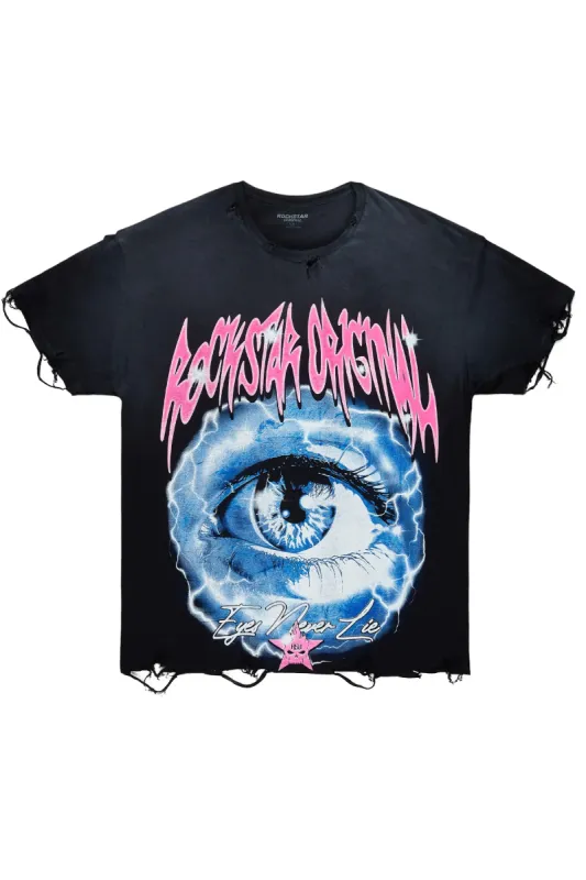 Pello Black Oversized Graphic T-Shirt sold by Rockstar Original