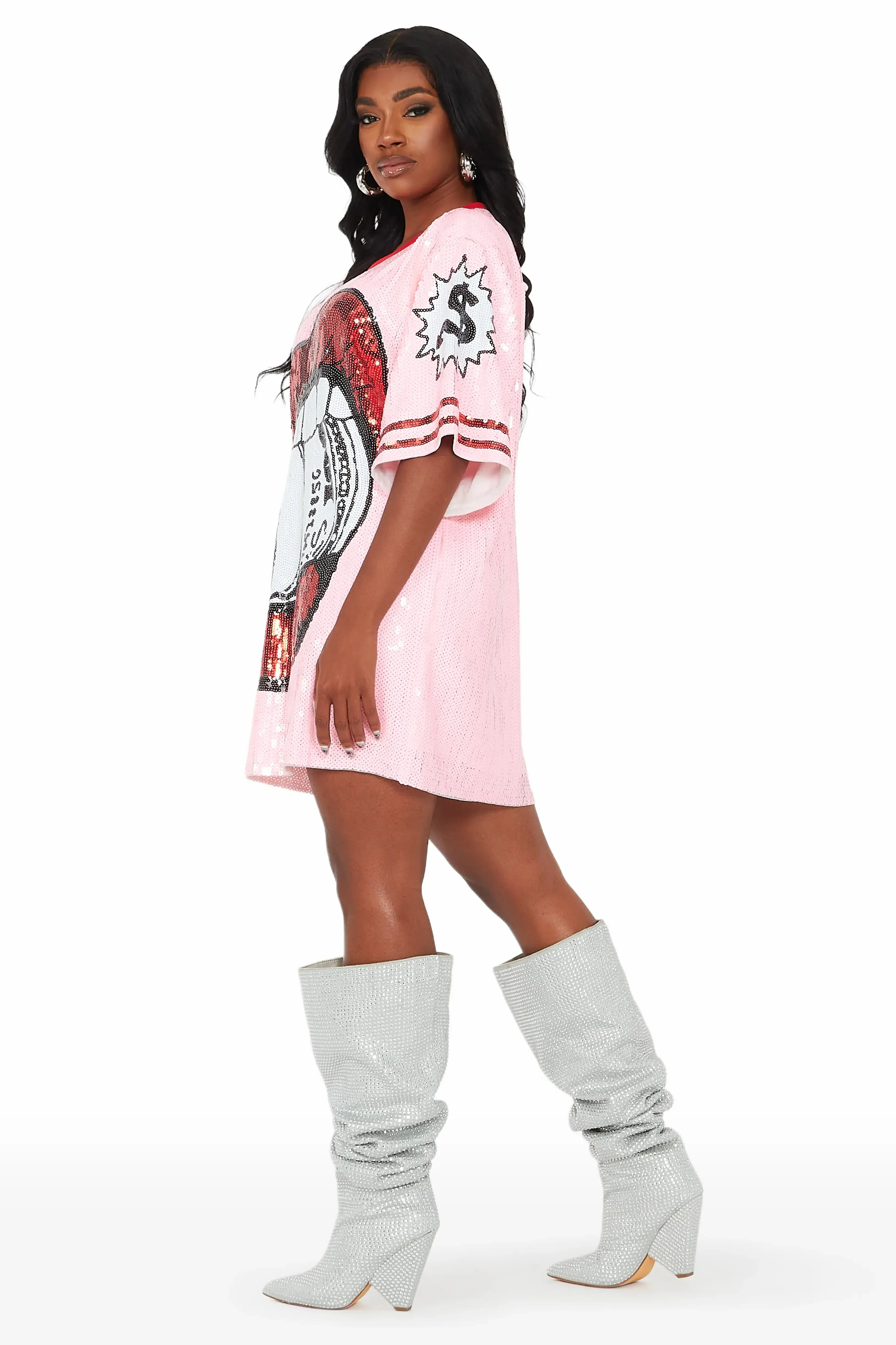 Money Hunny Pink Sequin Mini Dress sold by Rockstar Original product image thumbnail 4