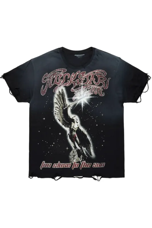 Adohi Black Oversized Graphic T-Shirt sold by Rockstar Original