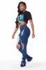 Valerie Dark Wash Distressed Super Stacked Jean sold by Rockstar Original