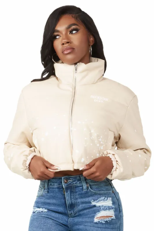 Toni Beige Art Dept. Puffer Jacket sold by Rockstar Original